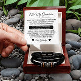 Stylish Cross Bracelet for Grandson, Men’s Leather Jewelry Gift for Special Celebrations